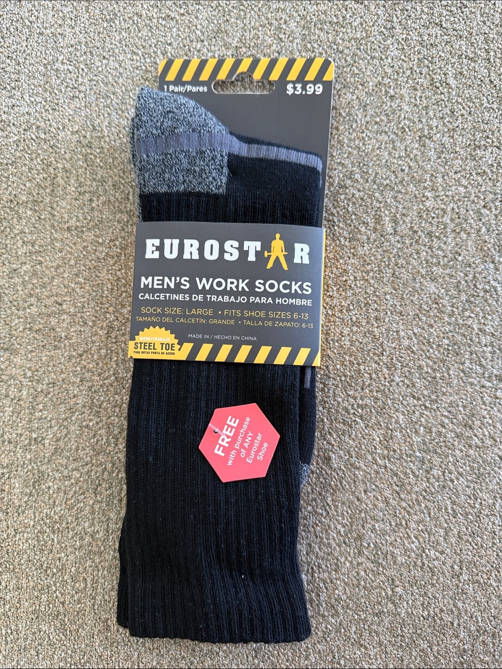 Men's Work Socks - Black & Gray